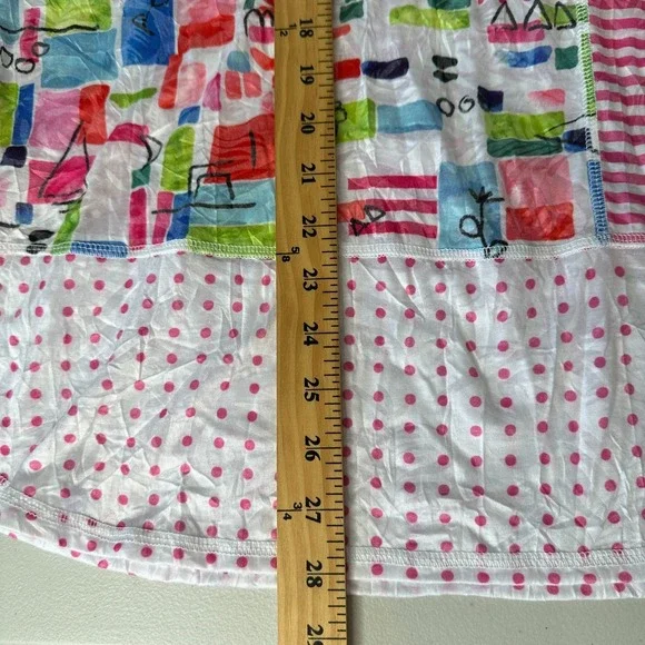 Ali Miles Patchwork Tunic Top Size XL Striped Geometric Artsy Lightweight - Picture 8 of 11